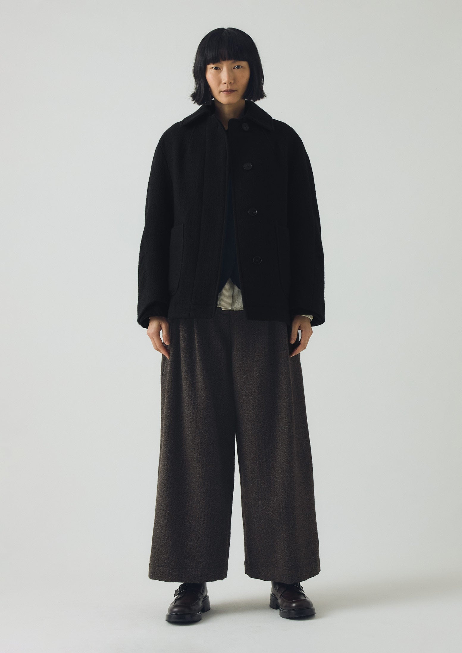 Boiled Wool Textured Short Coat | Indigo | TOAST