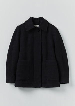 Boiled Wool Textured Short Coat | Indigo | TOAST