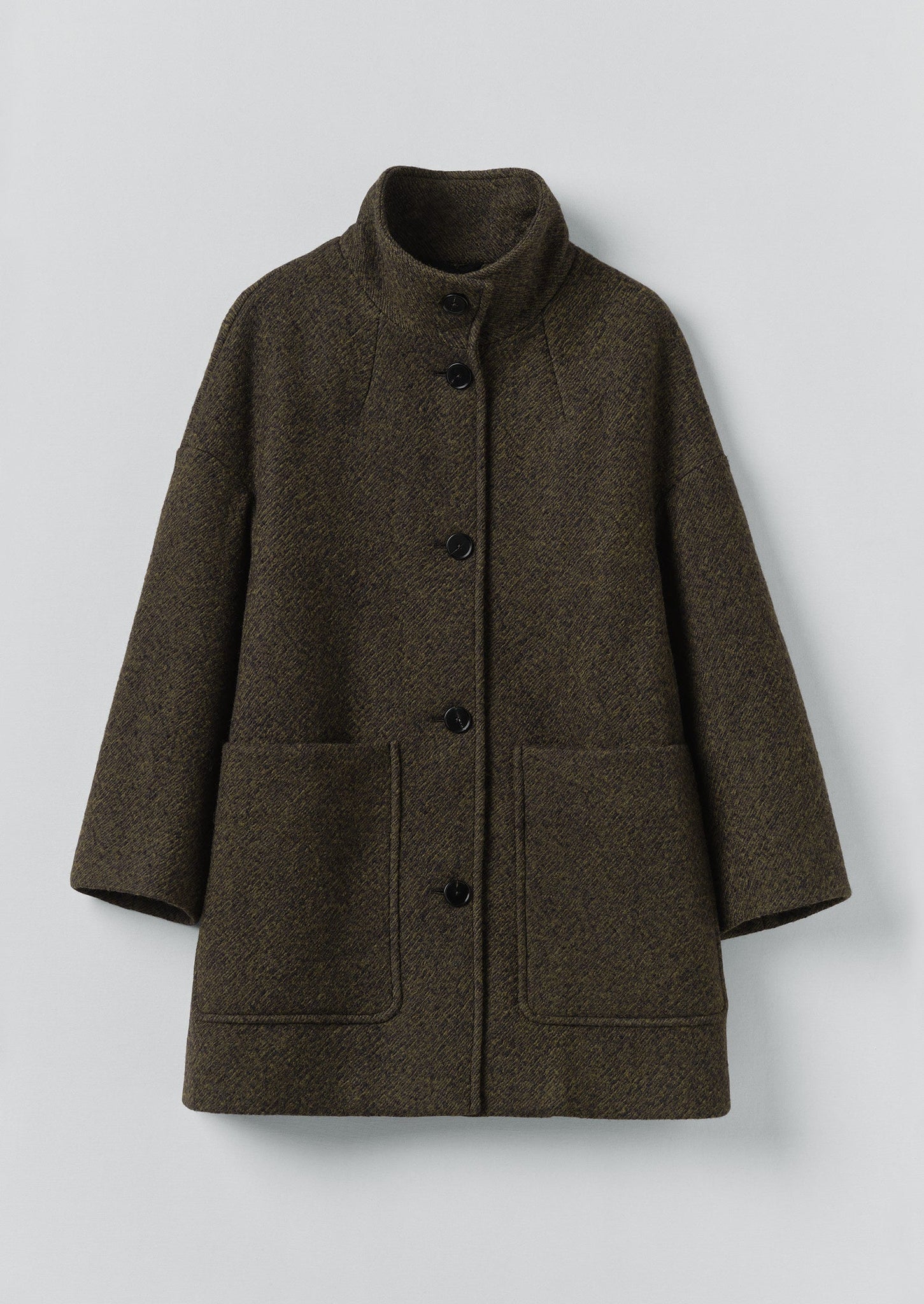 Boiled Wool Twill Coat | Darkest Olive | TOAST