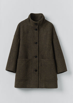 Boiled Wool Twill Coat | Darkest Olive | TOAST