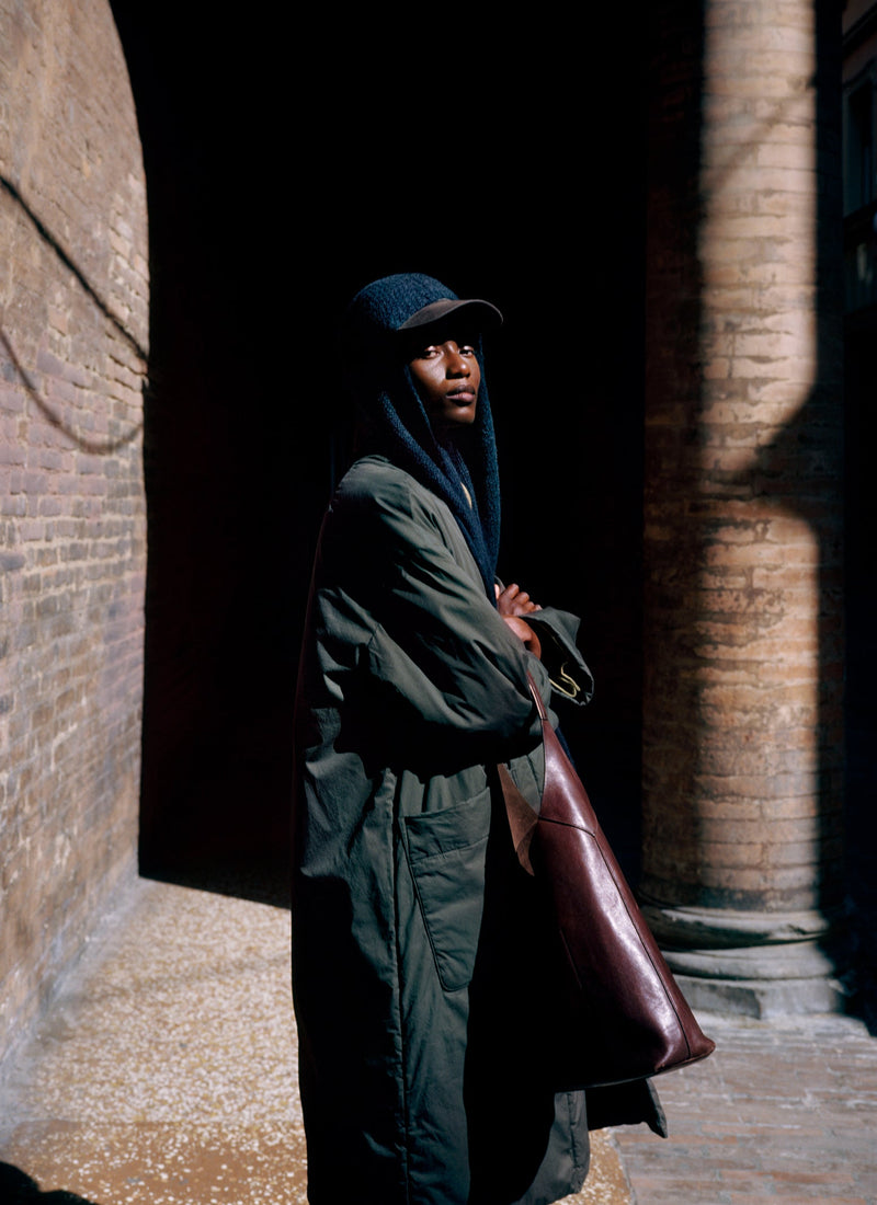 Padded Cotton Wrap Coat | Iron Green