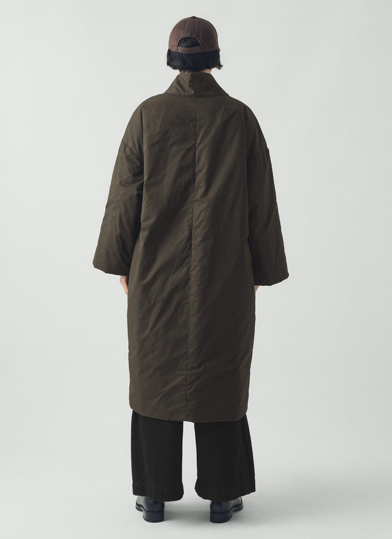 Padded Cotton Wrap Coat | Iron Green