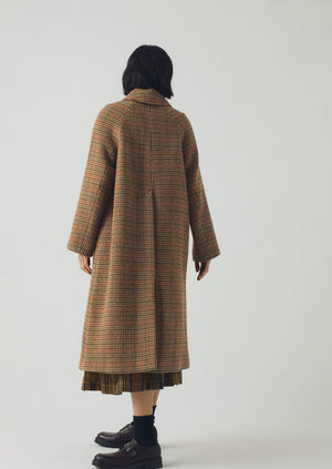Frankie Vibrant Check Raglan Coat | Umber Multi | TOAST