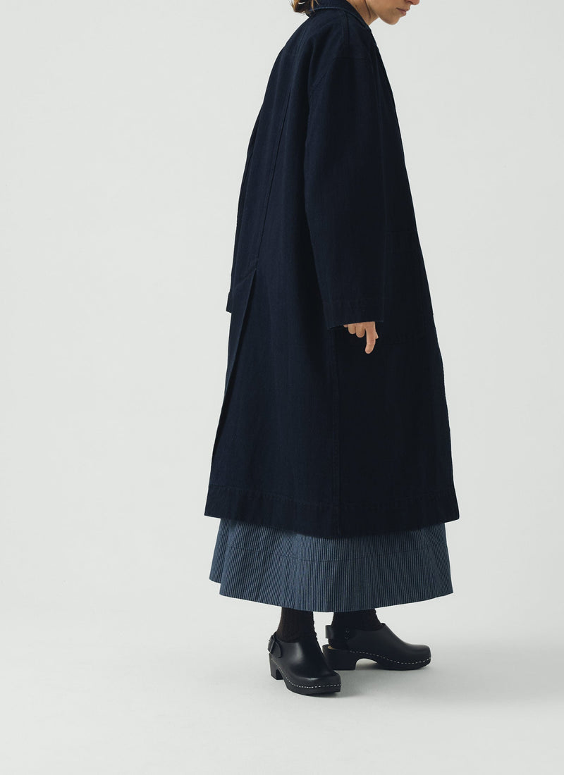 Dropped Shoulder Japanese Denim Coat | Indigo