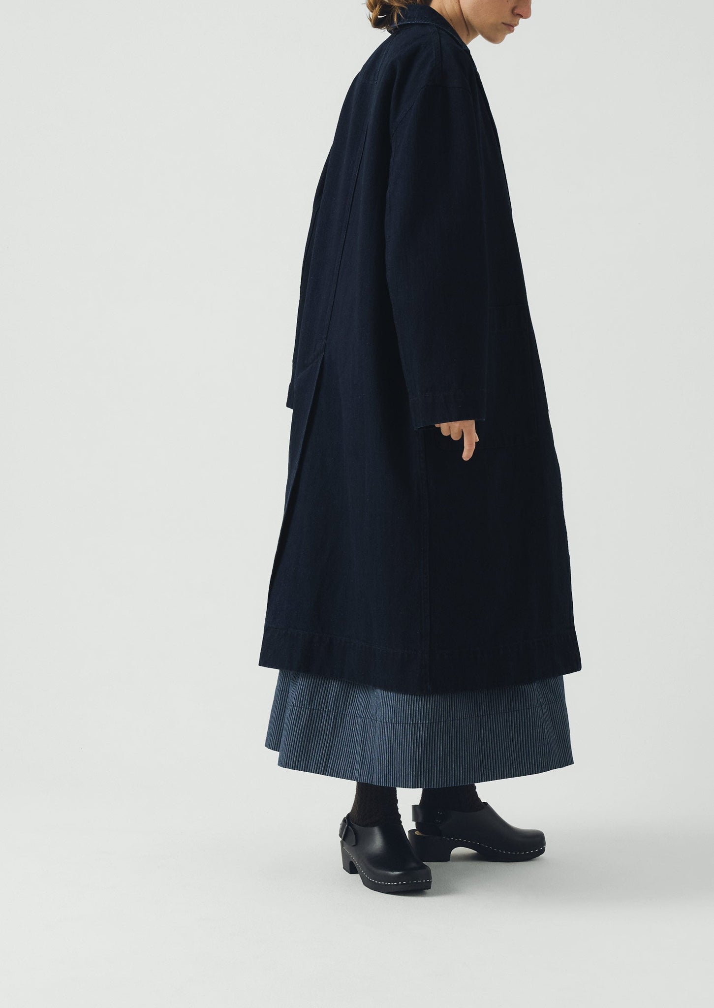 Dropped Shoulder Japanese Denim Coat | Indigo | TOAST