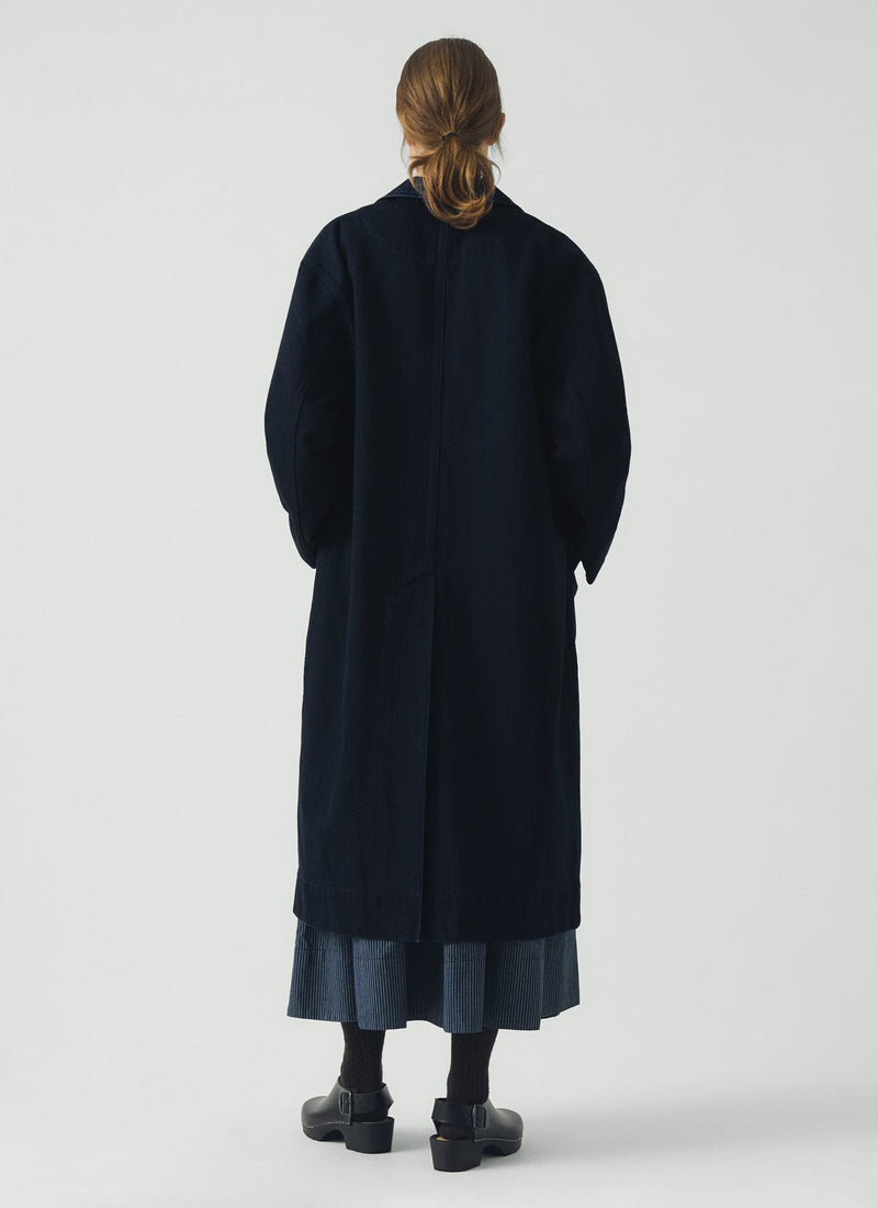 Dropped Shoulder Japanese Denim Coat | Indigo