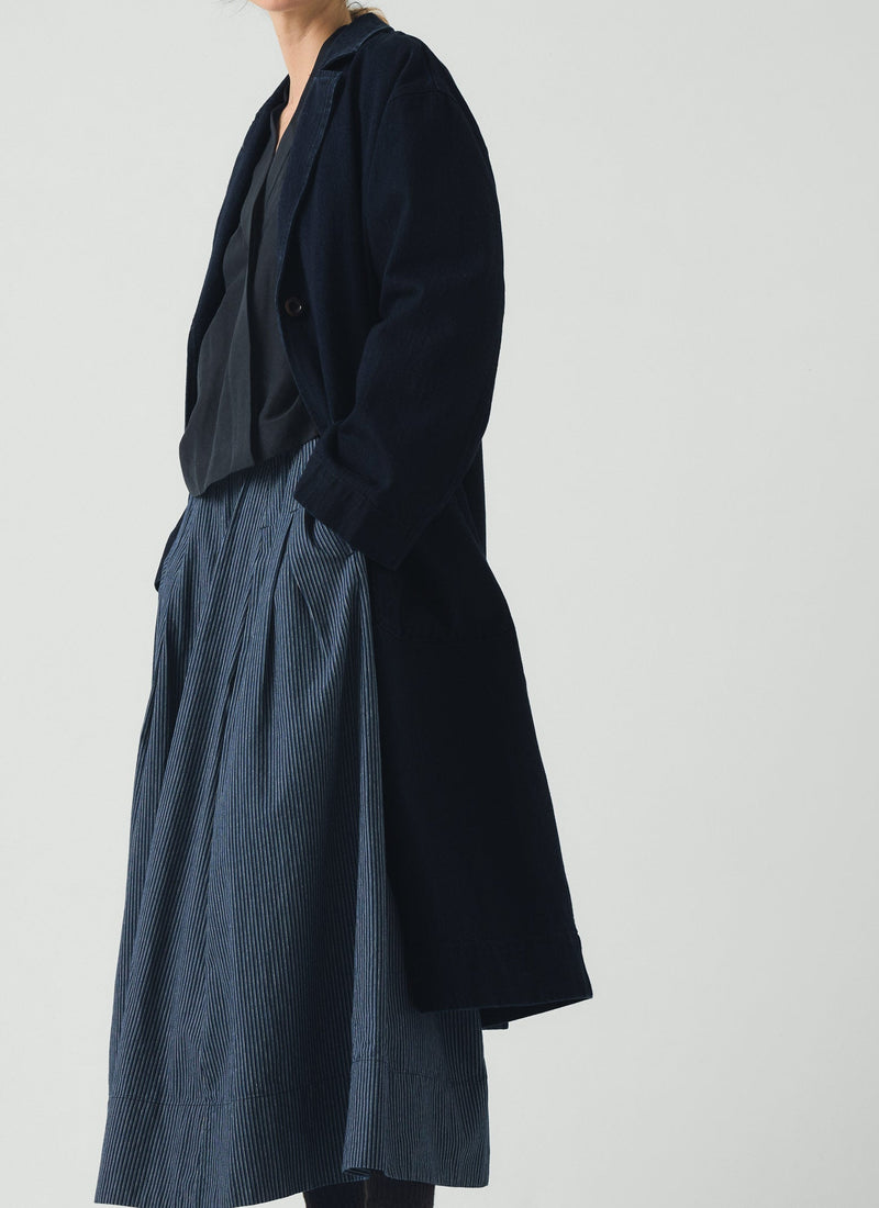 Dropped Shoulder Japanese Denim Coat | Indigo
