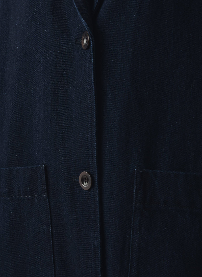 Dropped Shoulder Japanese Denim Coat | Indigo