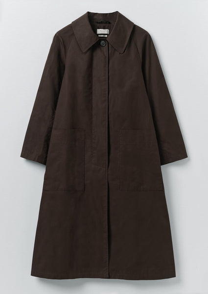 Frankie Waxed Cotton Raglan Coat | Chocolate | TOAST