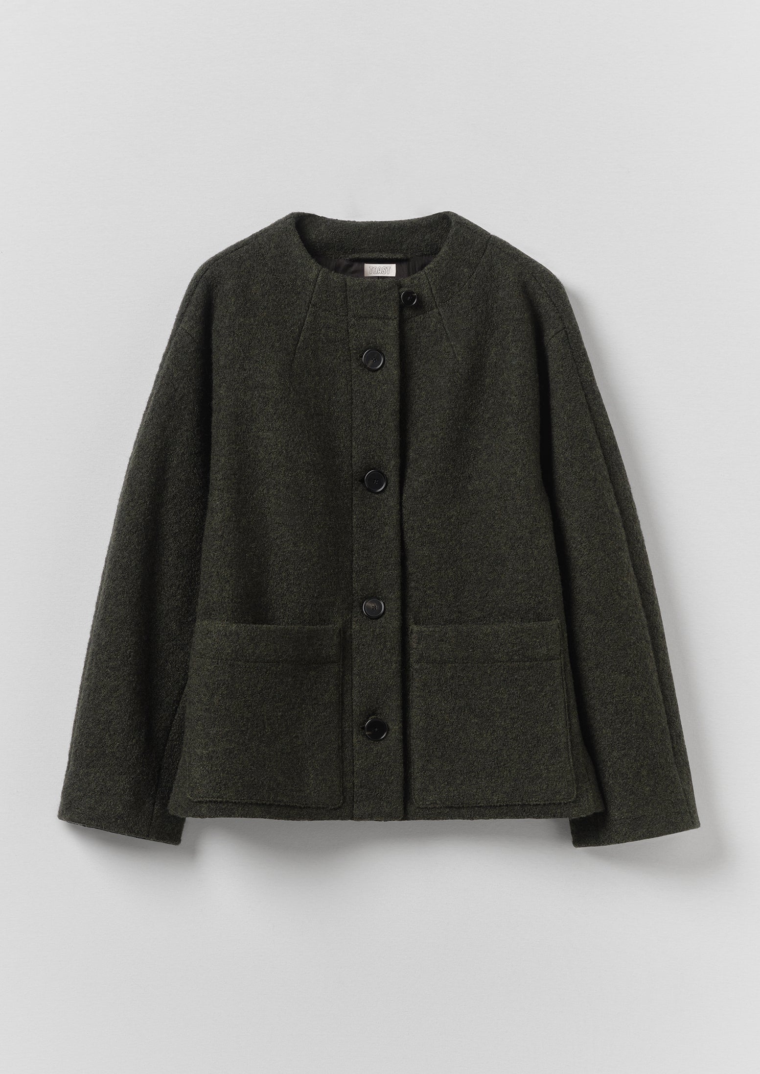 Boiled Wool Short Coat | Dark Olive | TOAST