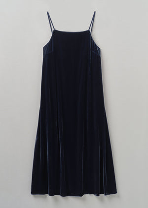 Square Neck Silk Velvet Dress | Obsidian