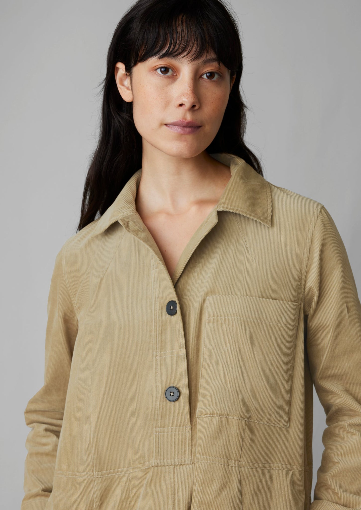 Open Collar Needlecord Shirt Dress | Bulrush