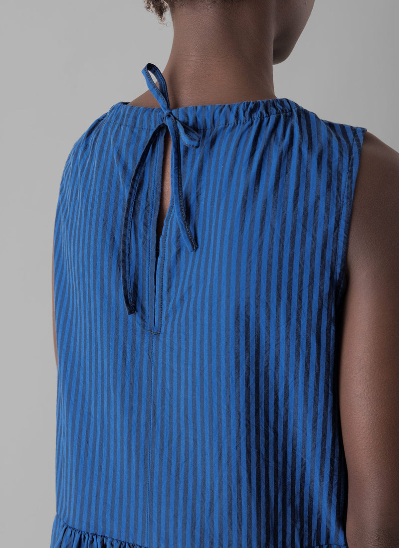 Cotton Poplin Stripe Dress | Celtic Blue