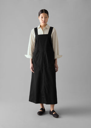 Denim Pinafore Dress | Black