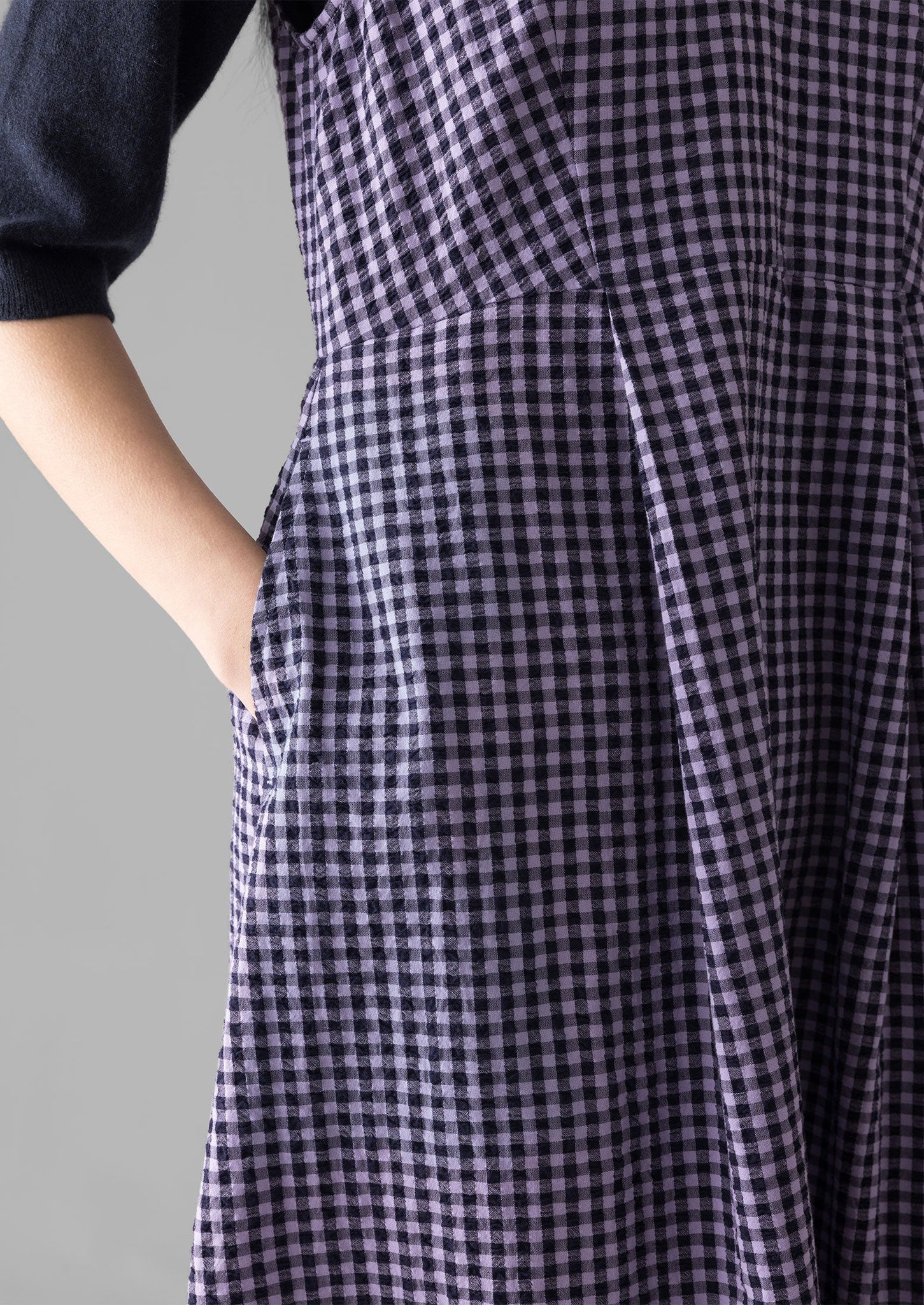 Cotton Gingham Seersucker Dress | Lilac