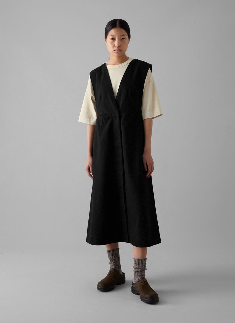 Denim Pinafore Dress | Black