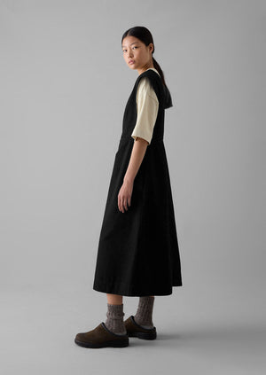 Organic Denim Pinafore Dress | Black