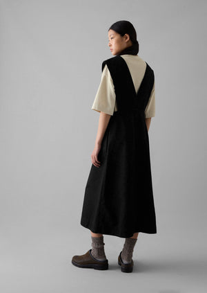 Organic Denim Pinafore Dress | Black