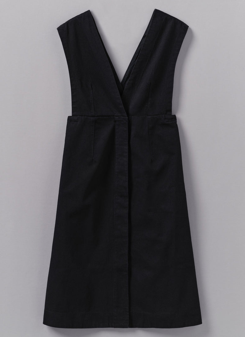 Denim Pinafore Dress | Black
