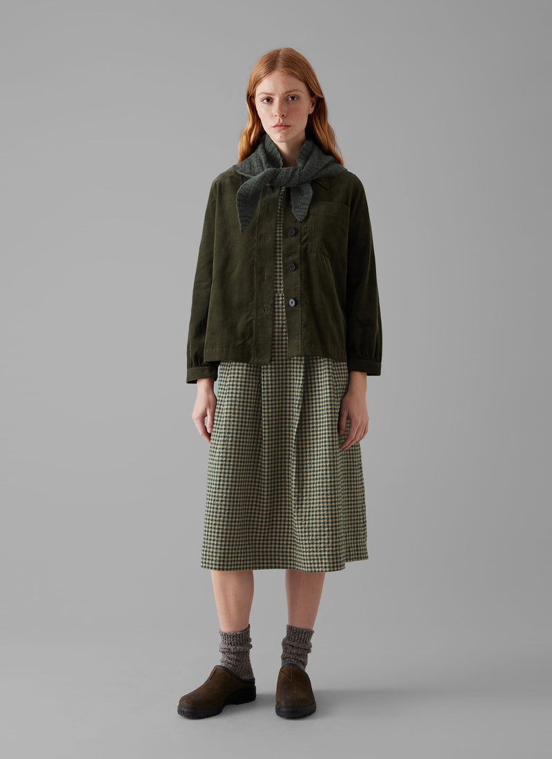 Franca Cotton Gingham Seersucker Dress | Olive Green