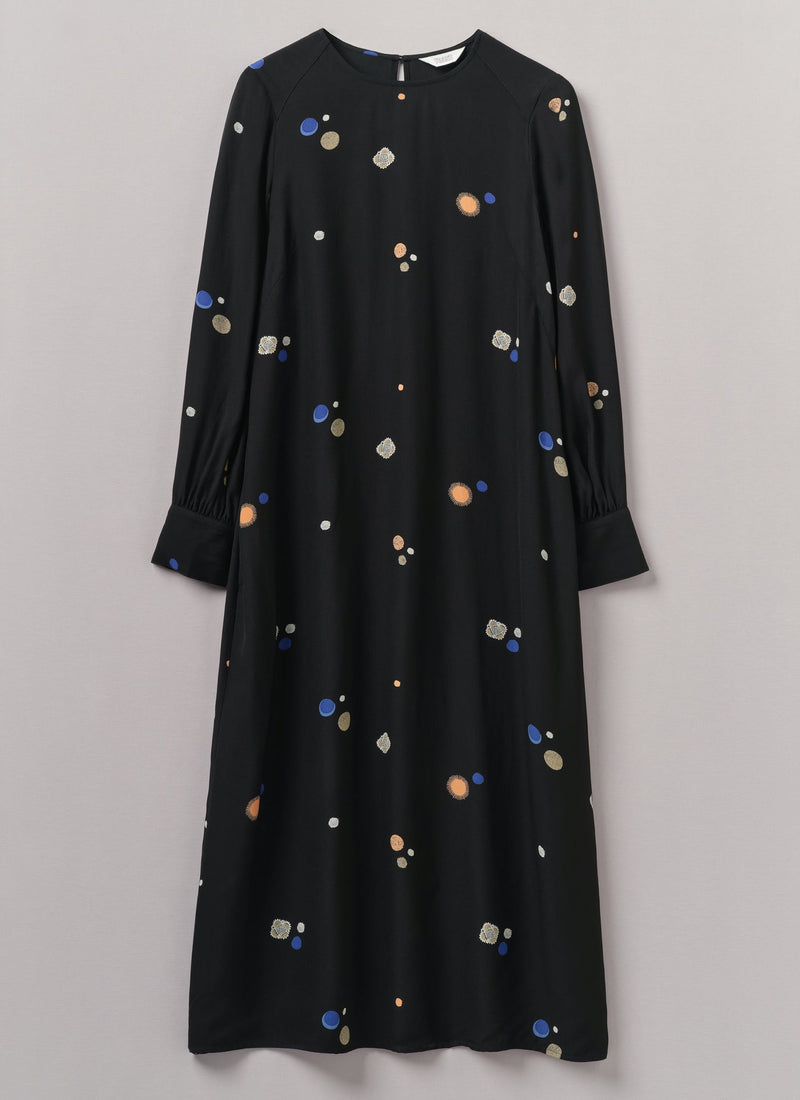 Cosmic Dot Print Column Dress | Black
