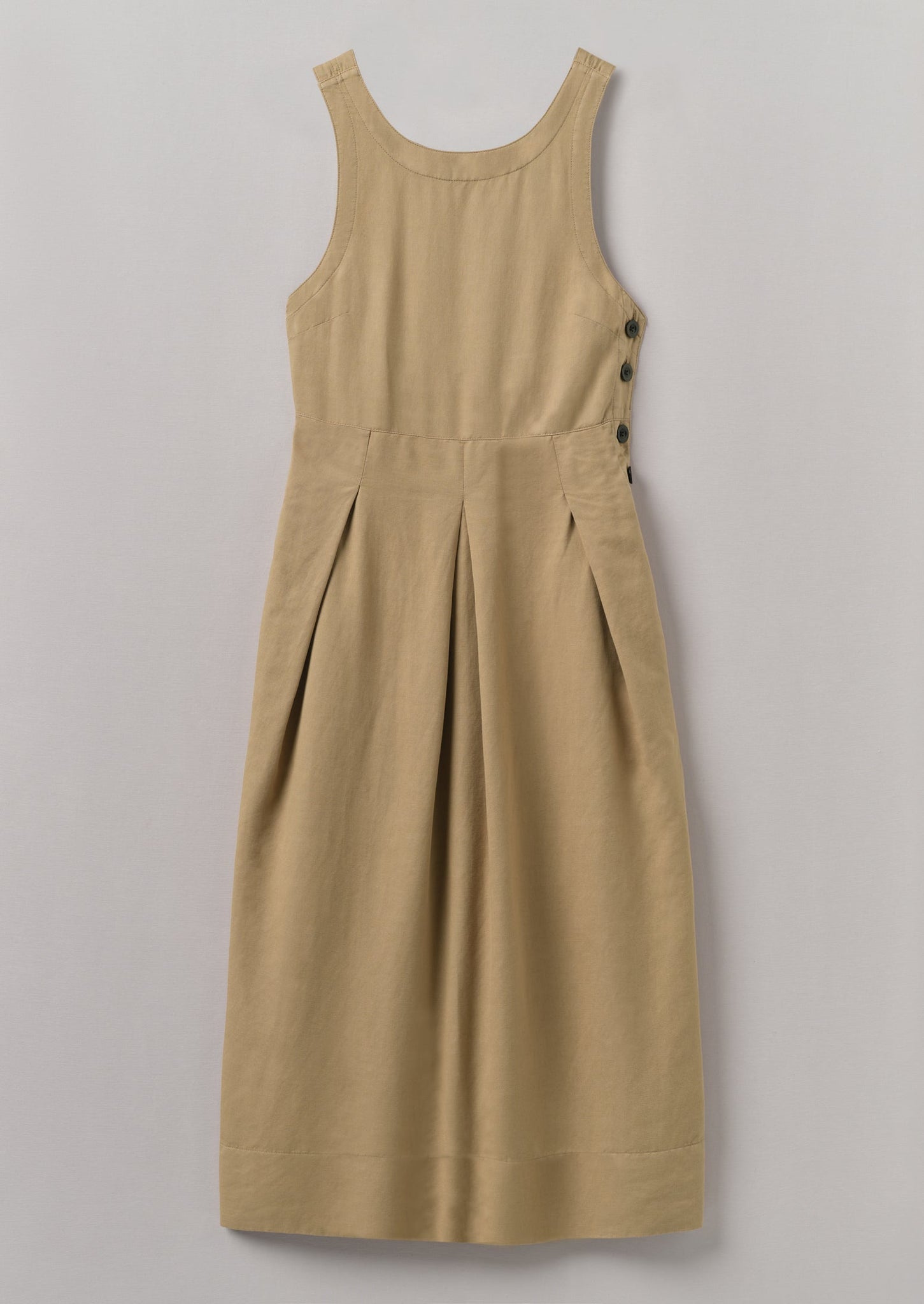 Cotton Linen Twill Pinafore Dress | Ash Brown