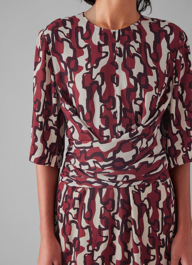 print tie dress Ribbon Print Tie Dress
