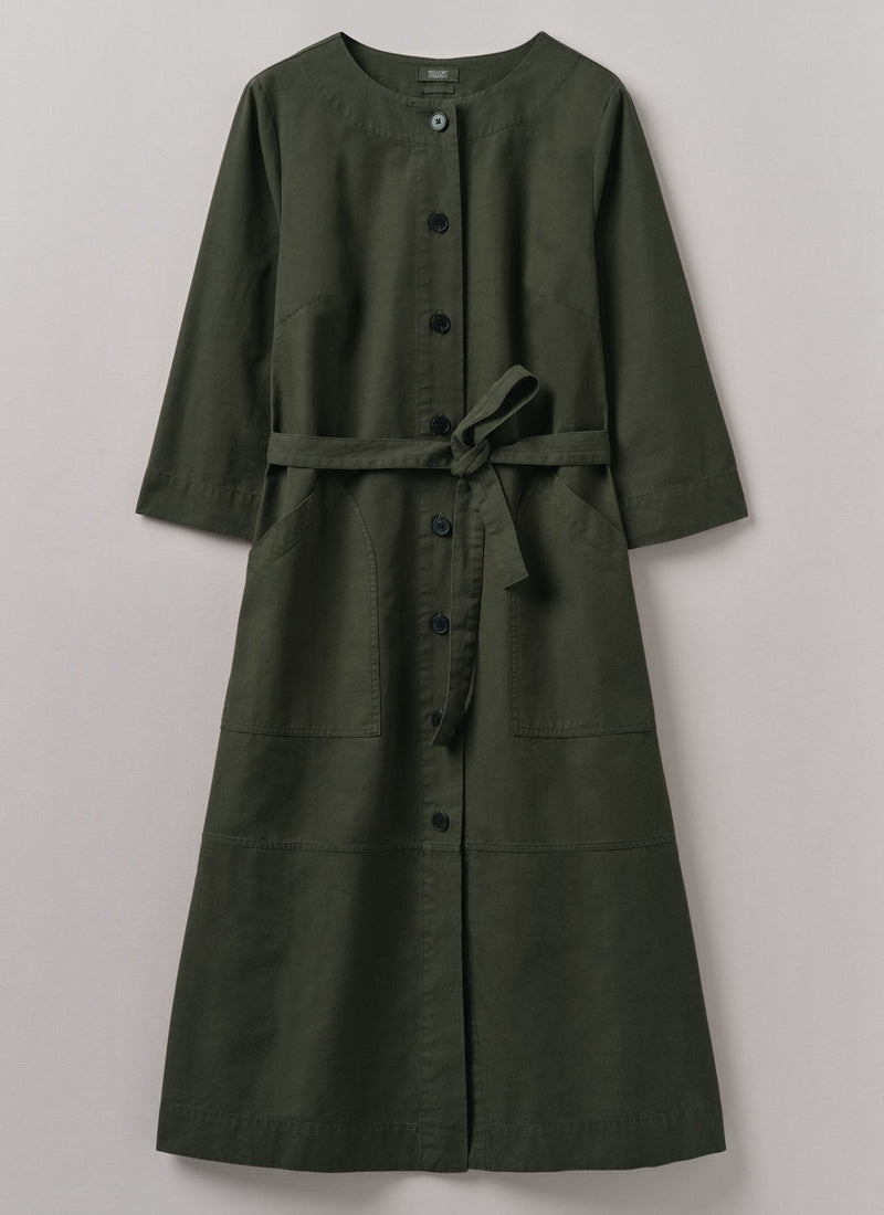 dark green cotton dress Dark green cotton maxi-length dress with ties
