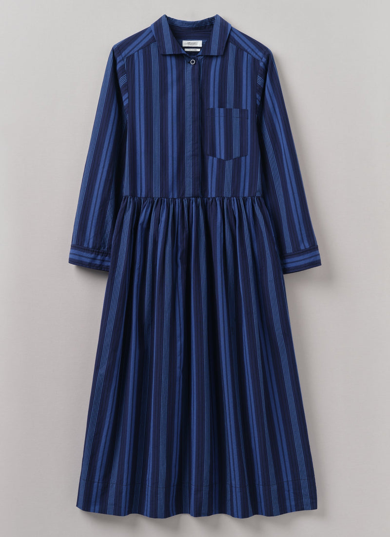 blue stripe royal shirt dress Stripe Poplin Shirt Dress
