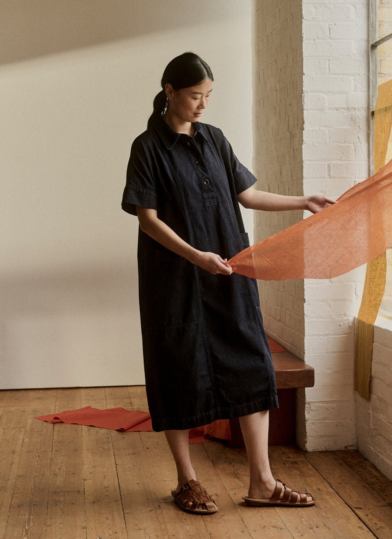 Cotton Denim Tunic Dress | Indigo