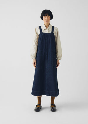 Patch Pocket Denim Dungaree Dress | Indigo