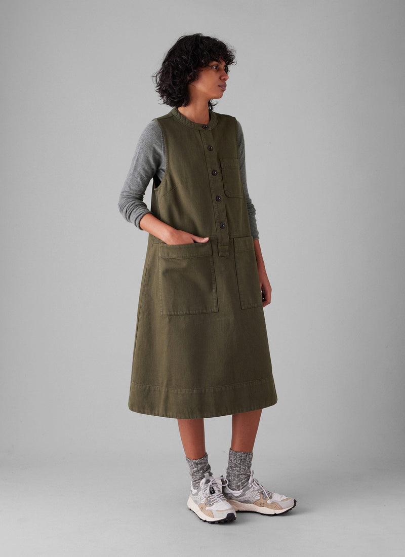 Garment Dyed Sleeveless Tunic Dress | Sap Green