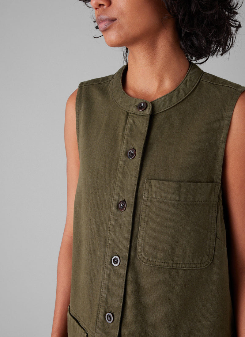 Garment Dyed Sleeveless Tunic Dress | Sap Green