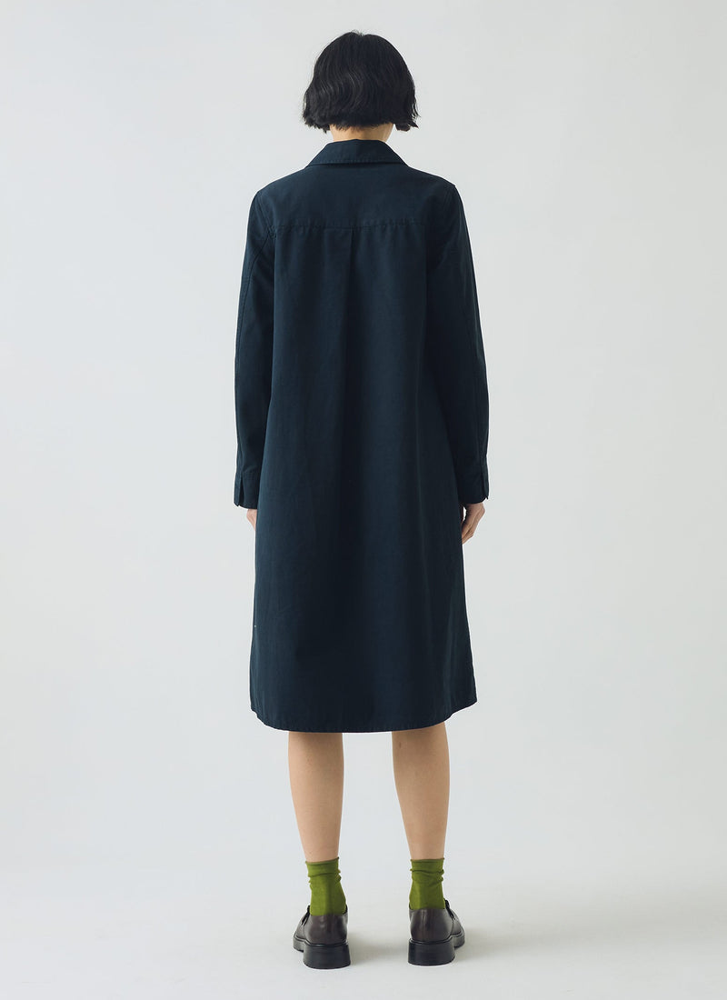 Cotton Workwear Tunic Dress | Slate Blue