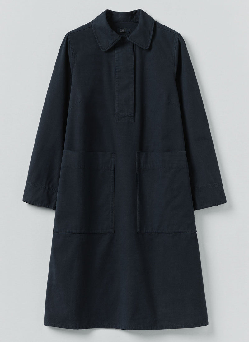 Cotton Workwear Tunic Dress | Slate Blue