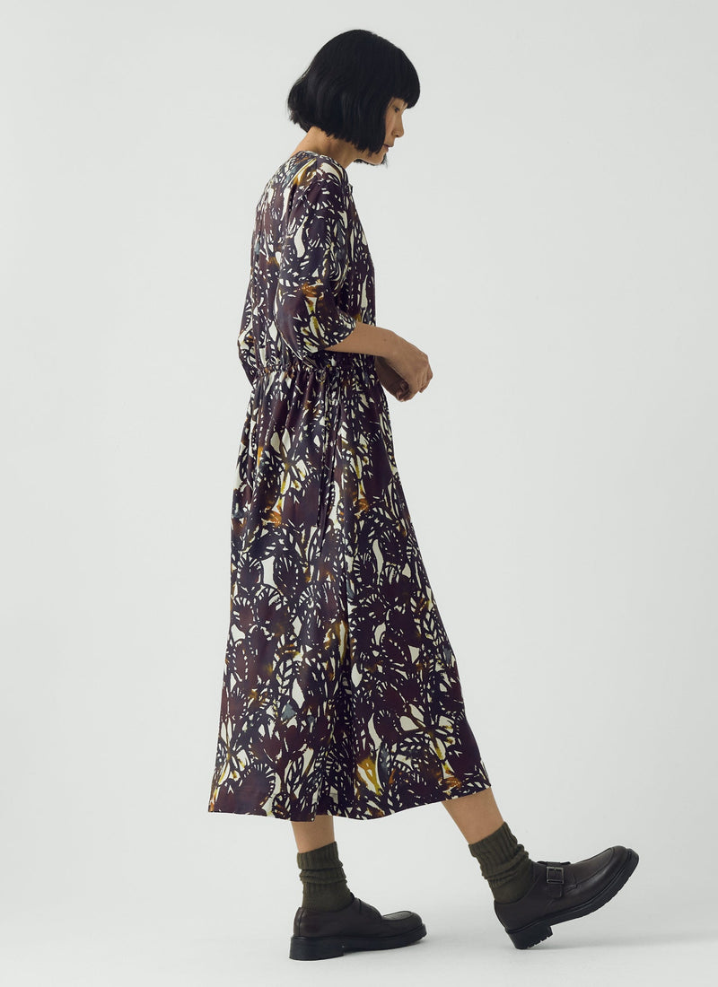 Dappled Leaves Print Dress | Chestnut