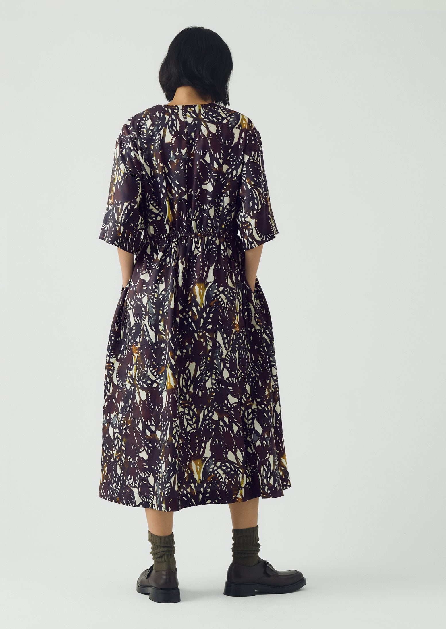 Dappled Leaves Print Dress | Chestnut | TOAST