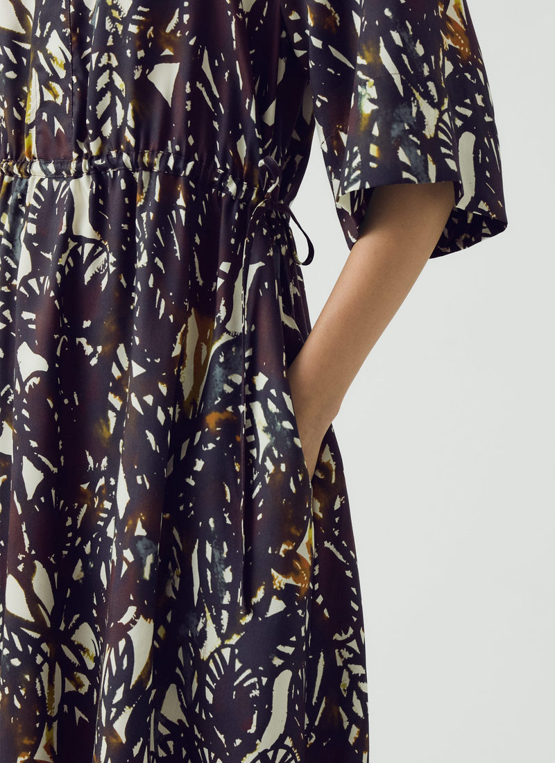 Dappled Leaves Print Dress | Chestnut