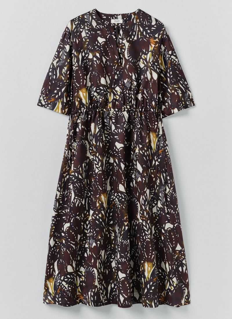 Dappled Leaves Print Dress | Chestnut