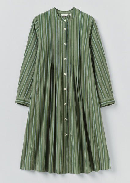 Sleepy Stripe Pintuck Dress | Forest Green | TOAST