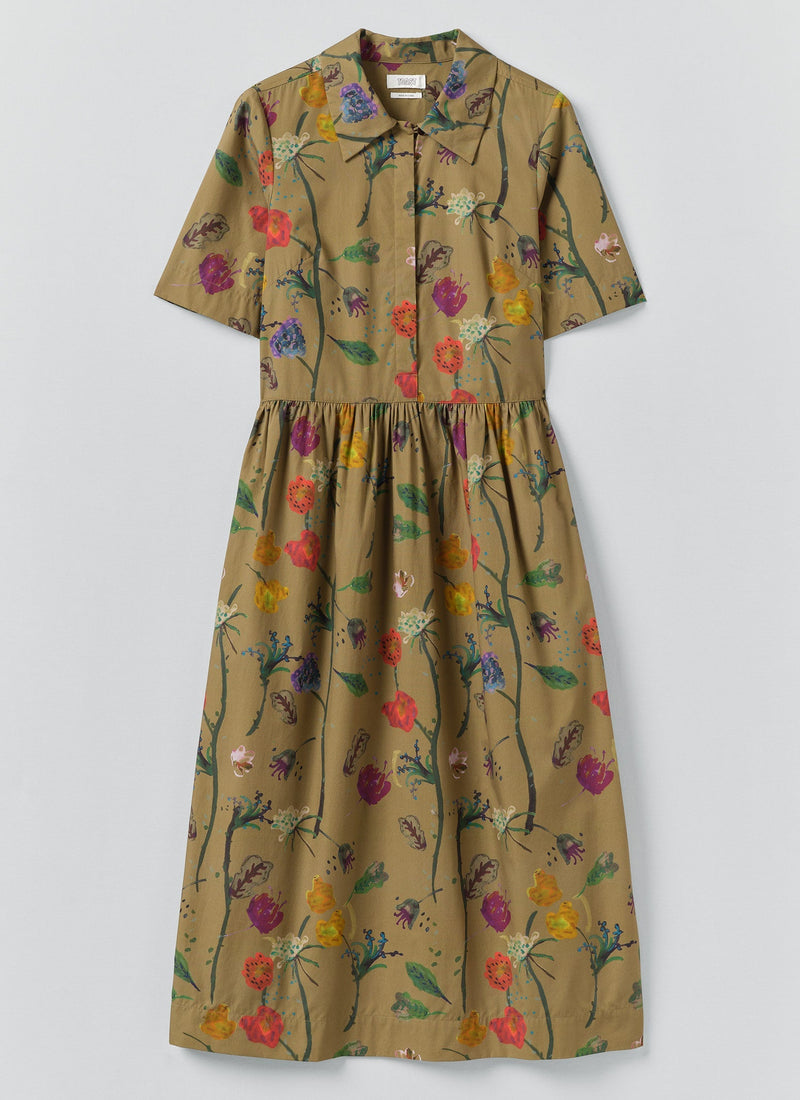 Archivist Floral Print Cotton Shirt Dress | Cumin
