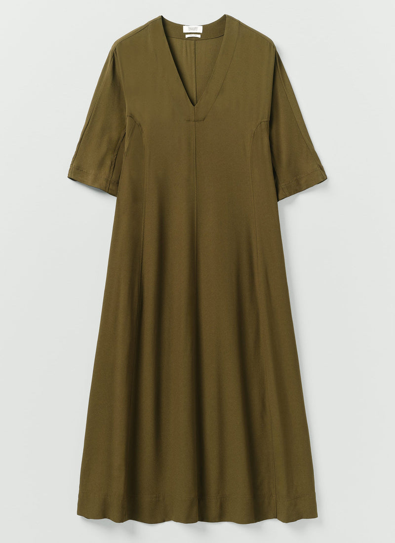 olive green crepe dress Crepe Olive Green Long Sleeve Dress shopaleena