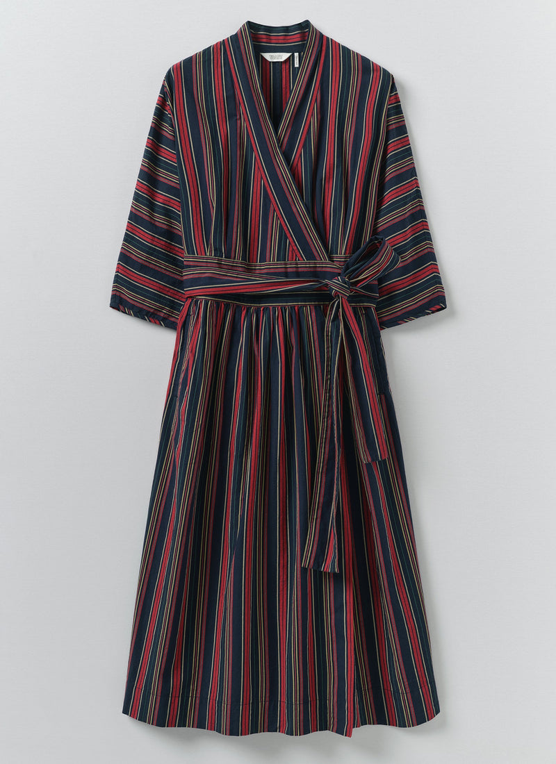 Pantry Stripe Cotton Wrap Dress | Provence Blue Pantry Stripe Cotton Wrap Dress | Provence Blue