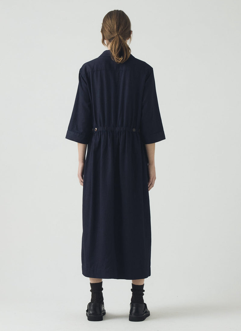 cotton twill shirt dress Eileen Fisher Women's Organic Cotton Midi Shirtdress - Blue