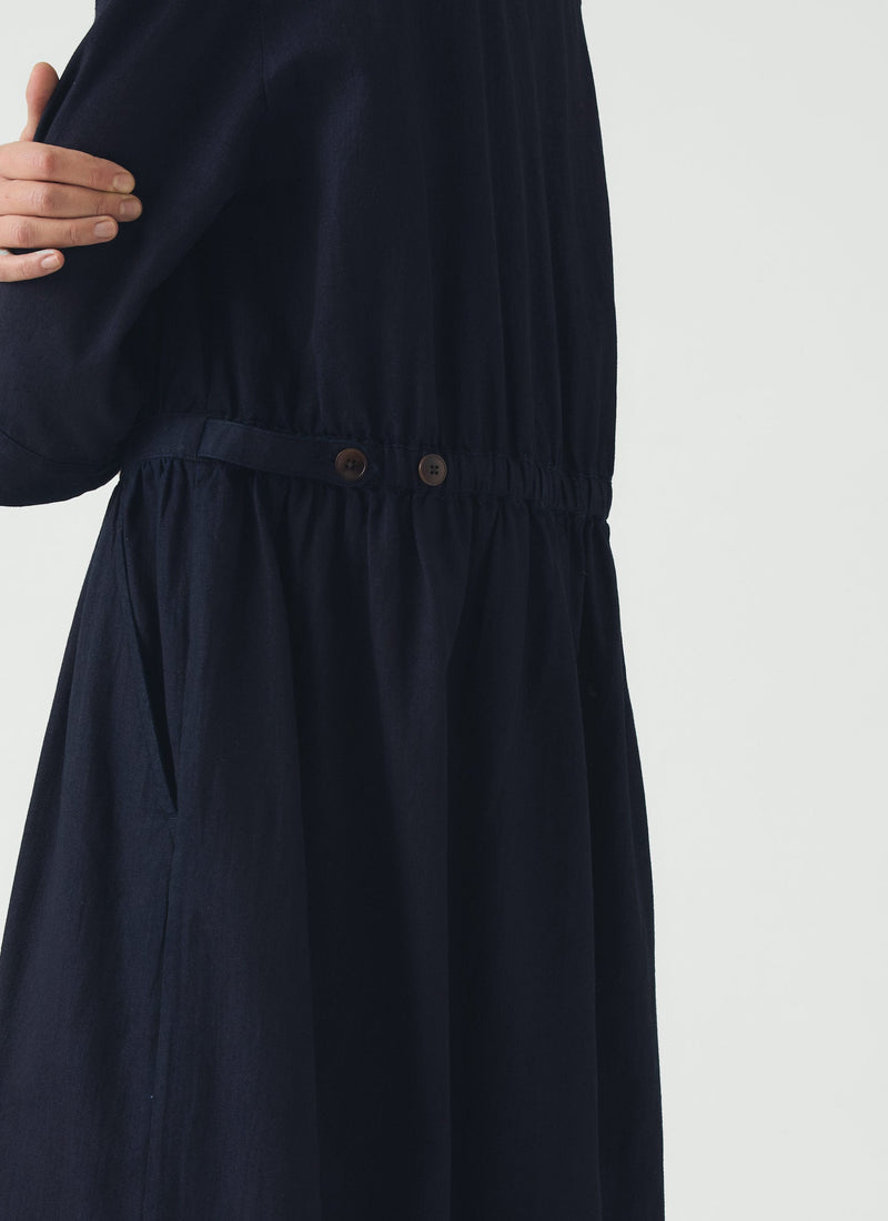 Indigo Cotton Twill Shirt Dress | Indigo