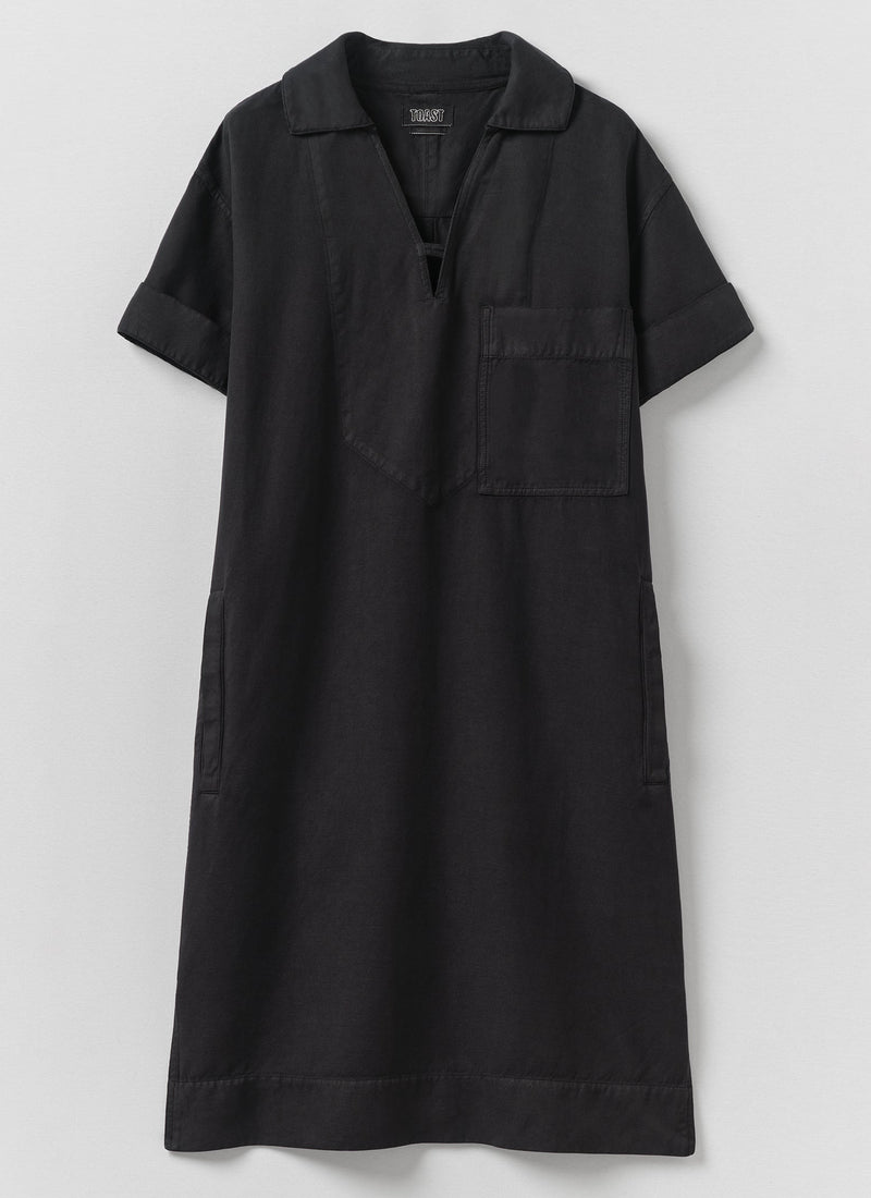 black cotton linen dress Jluxlabel Women's Evita Linen Draped Dress