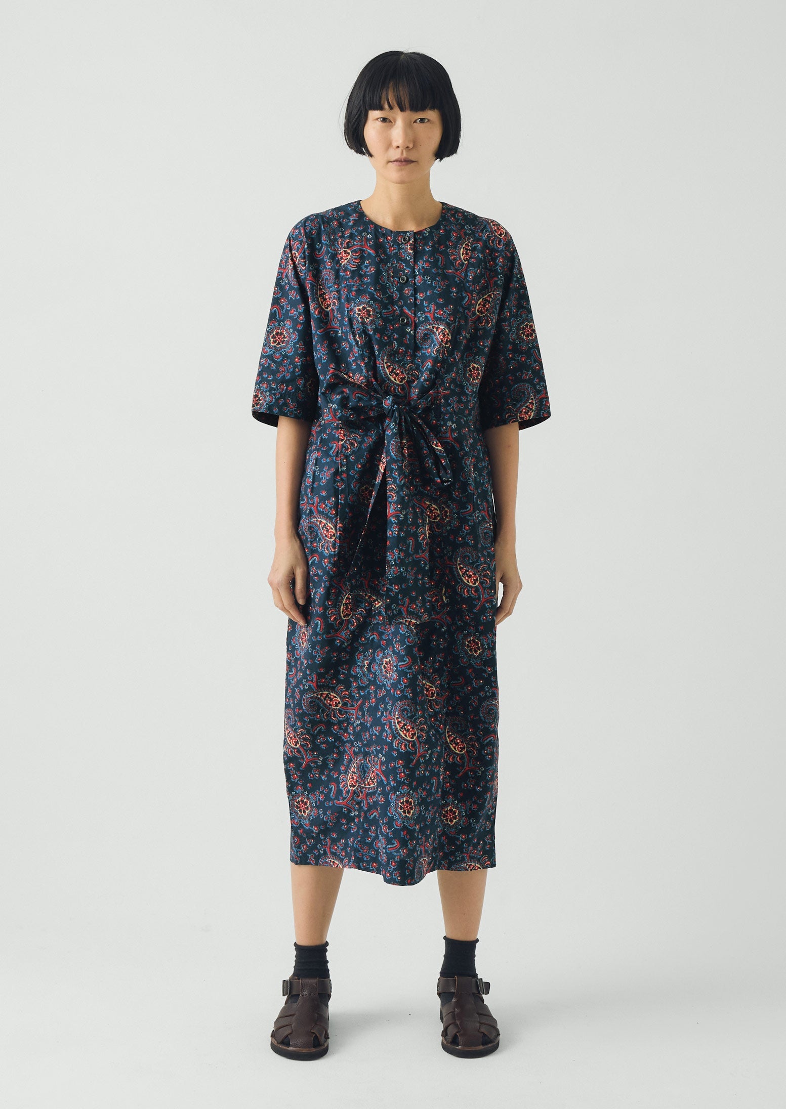 Provencal Paisley Print Cotton Poplin Dress | Provencal Blue | TOAST