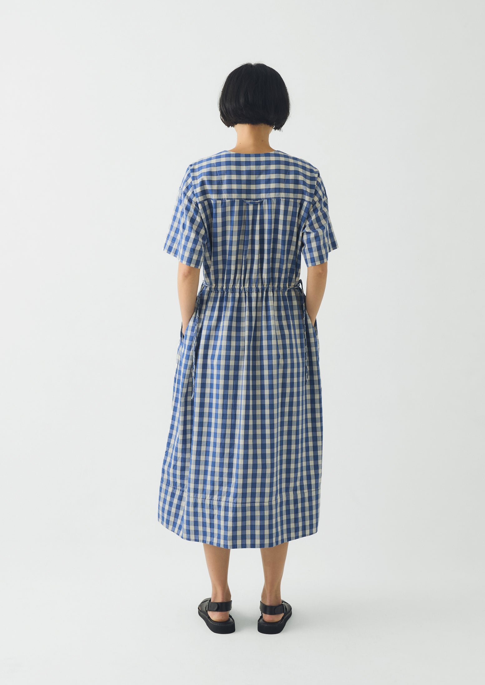 Gingham Check Cotton Dress | Pacific Blue | TOAST