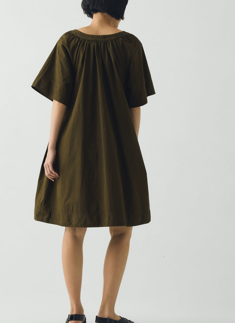 cotton gathered dress Women's Orange Cotton Gathered A-line Dress