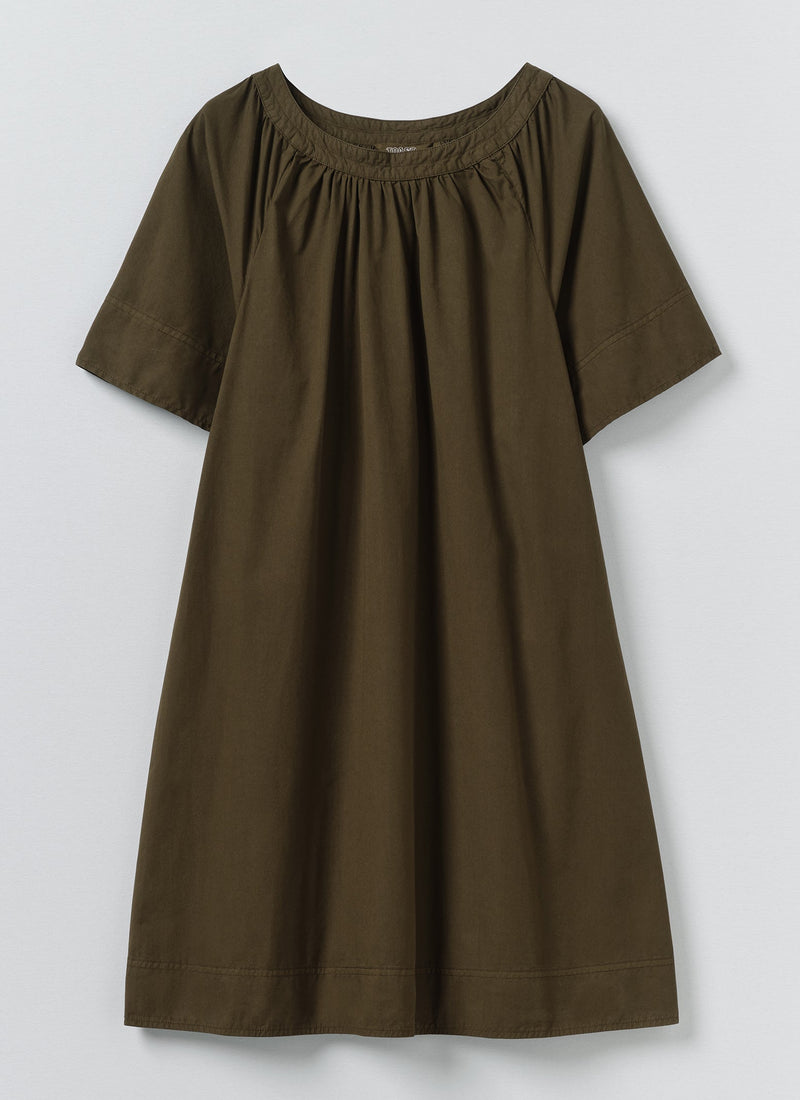 Gathered Cotton Twill Dress